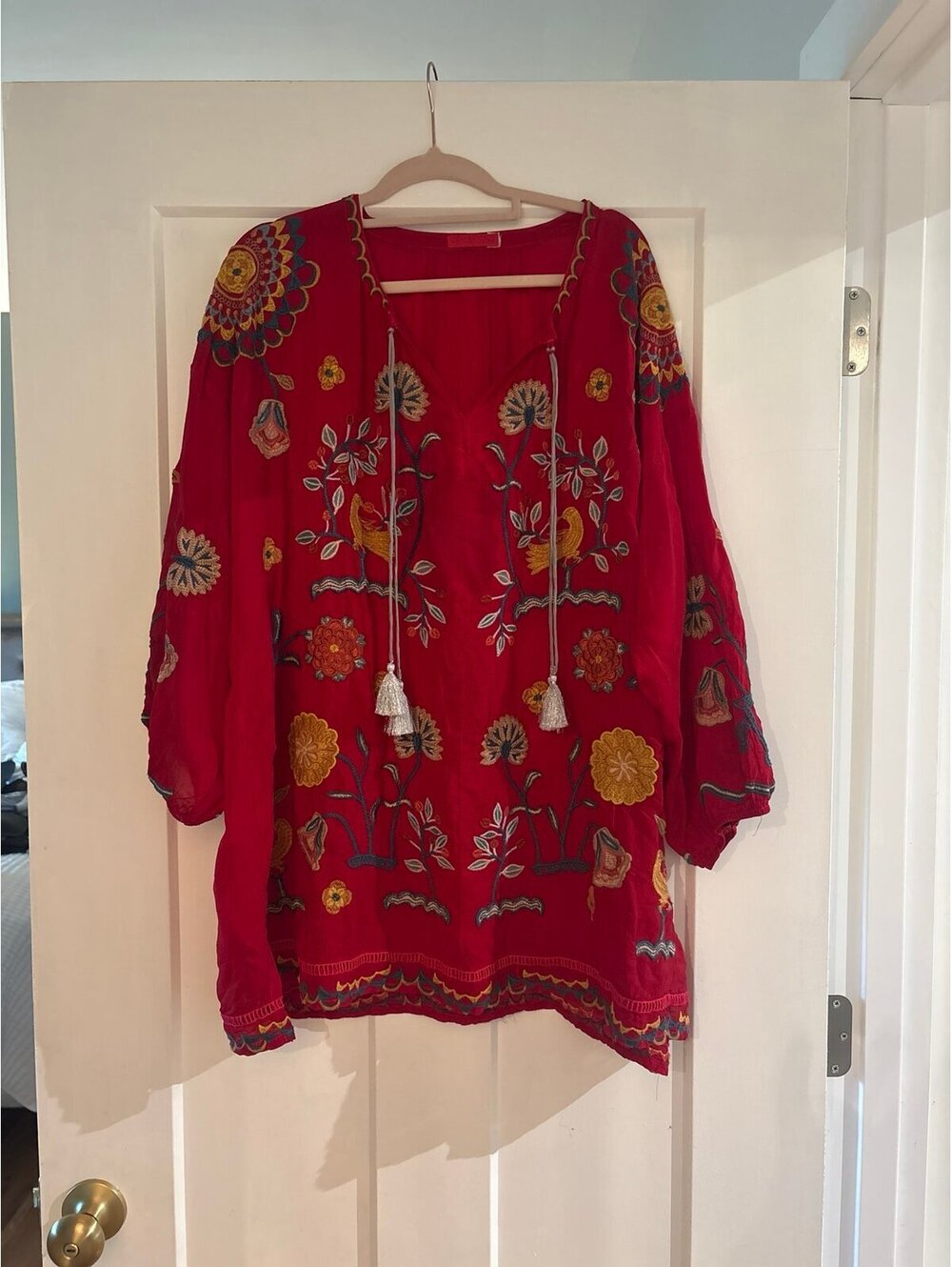 Johnny Was Mayson Tunic Red Embroidered Size XL